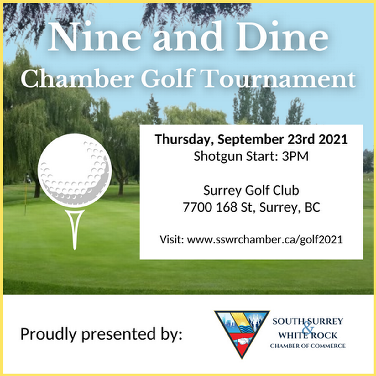2021 Chamber Nine and Dine Golf Tournament Sep 23, 2021 Support